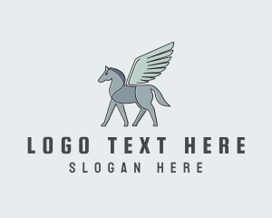 Fiction - Horse Pegasus Wings logo design