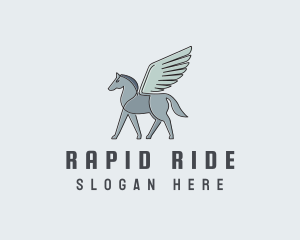 Horse Pegasus Wings logo design