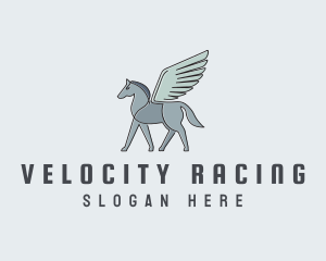 Horse Pegasus Wings logo design