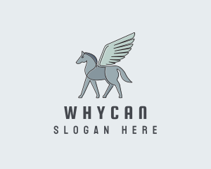 Equestrian - Horse Pegasus Wings logo design