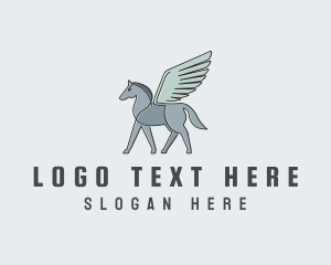 Trojan - Horse Pegasus Wings logo design