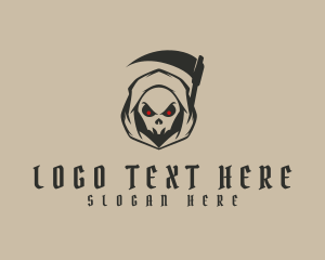 Scythe - Angry Grim Reaper logo design