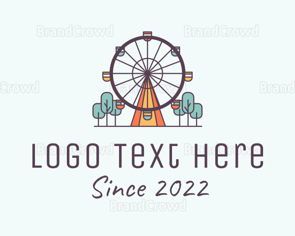 Ferris Wheel Theme Park Rides Logo