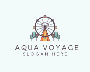 Ferris Wheel Theme Park Rides logo design