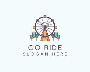 Ferris Wheel Theme Park Rides logo design