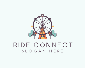 Ferris Wheel Theme Park Rides logo design