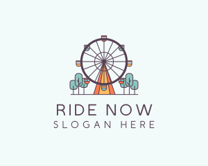 Ferris Wheel Theme Park Rides logo design