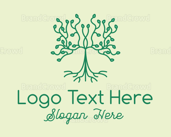 Green Natural Tree Seedling Logo
