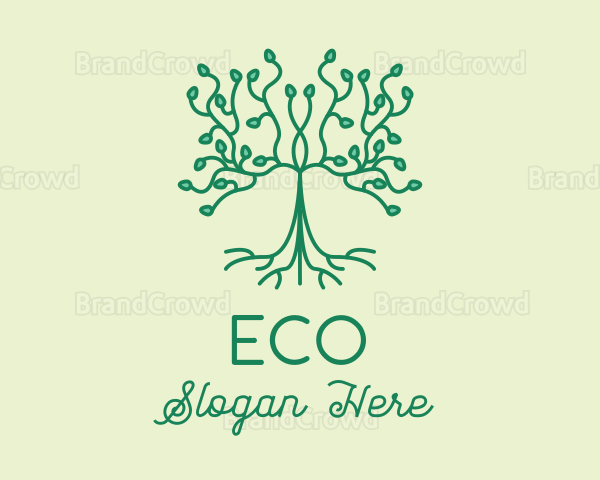 Green Natural Tree Seedling Logo