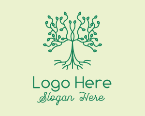 Green Natural Tree Seedling Logo