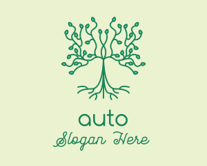 Growing - Green Natural Tree Seedling logo design