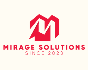 Red Residential Home Letter M logo design