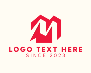 Letter M - Red Residential Home Letter M logo design