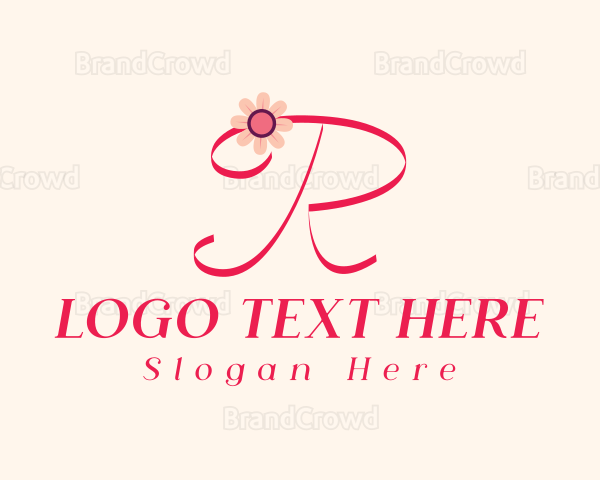 Pink Flower Letter R Logo