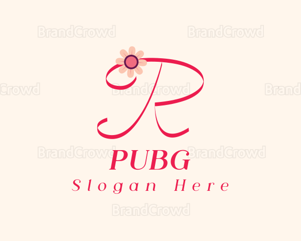 Pink Flower Letter R Logo