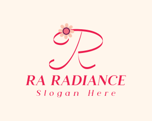 Pink Flower Letter R logo design