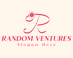 Pink Flower Letter R logo design