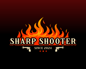 Pistol - Hot Flaming Pistol logo design