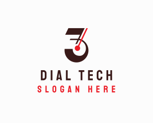 Dial - Geometric Clock Dial Number Three logo design