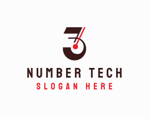 Geometric Clock Dial Number Three logo design