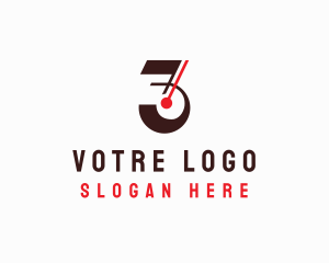 Strategist - Geometric Clock Dial Number Three logo design