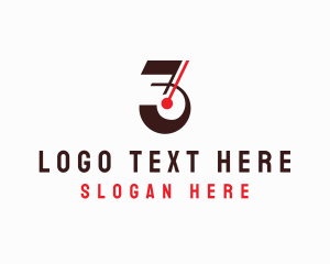 Loan - Geometric Clock Dial Number Three logo design