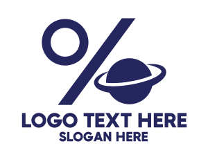 Saturn - Blue Planet Percentage logo design