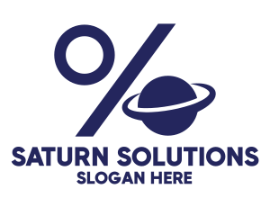 Saturn - Blue Planet Percentage logo design