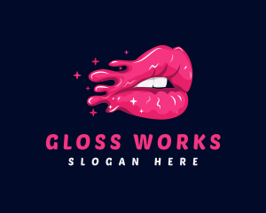 Gloss - Pink Sparkle Lips logo design