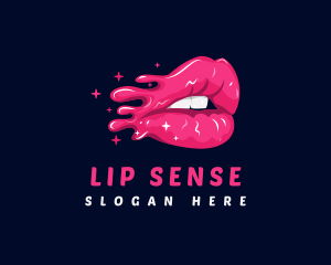 Pink Sparkle Lips logo design