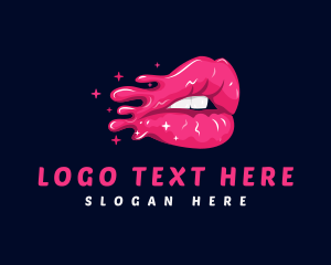 Gloss - Pink Sparkle Lips logo design