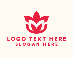 Blossom - Red Flower Letter M logo design