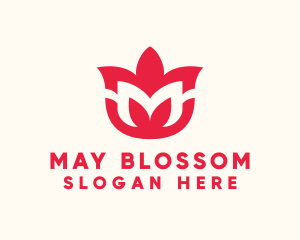 Red Flower Letter M logo design