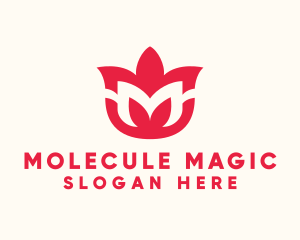 Red Flower Letter M logo design