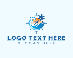 Plane - Tropical Beach Travel logo design