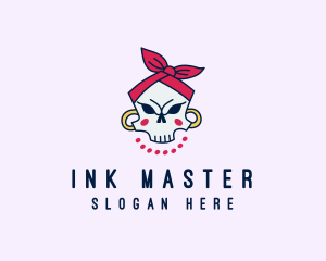 Tattooist - Skull Bandana Earrings logo design