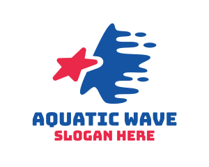 Swimmer - Blue Wave Star logo design