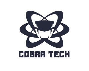 Cobra - Blue Atom Snake logo design