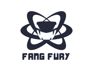 Fangs - Blue Atom Snake logo design