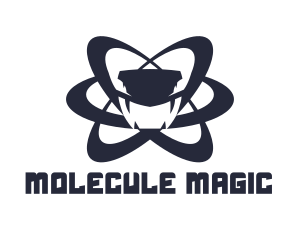 Molecule - Blue Atom Snake logo design