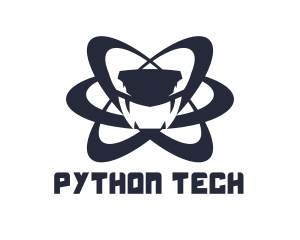Python - Blue Atom Snake logo design