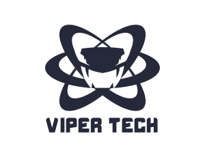 Viper - Blue Atom Snake logo design