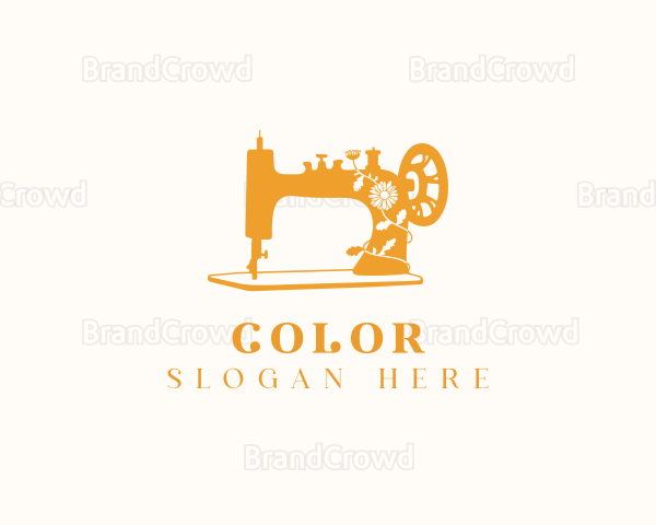 Floral Sewing Machine Tailoring Logo