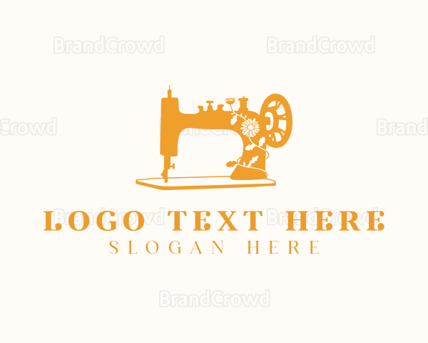 Floral Sewing Machine Tailoring Logo