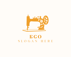 Floral Sewing Machine Tailoring Logo