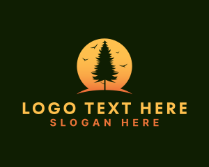 Woods - Pine Tree Sunset logo design