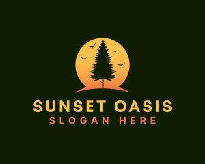 Pine Tree Sunset logo design
