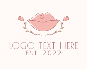Cosmetics - Floral Cosmetic Lips logo design