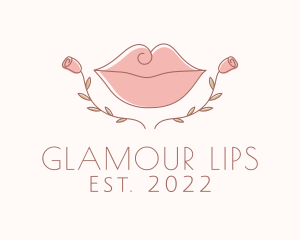 Floral Cosmetic Lips logo design