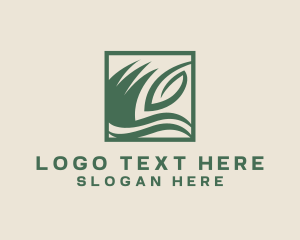 Mowing - Grass Leaf Landscaping logo design
